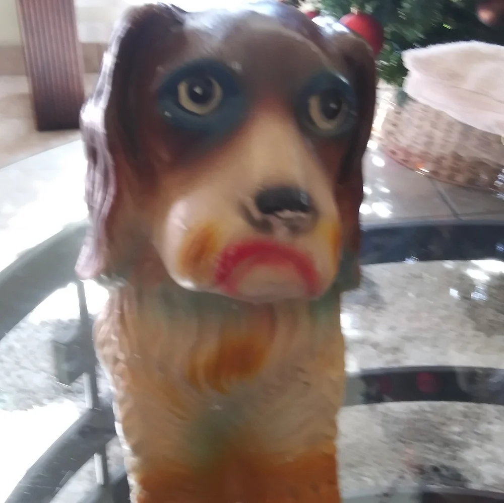 L@@K Vtg Chalkware Hound Spaniel Dog COIN Bank 1949 .hard to find.some scratches